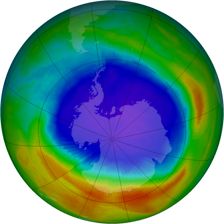 Antarctic ozone map for 11 October 1987